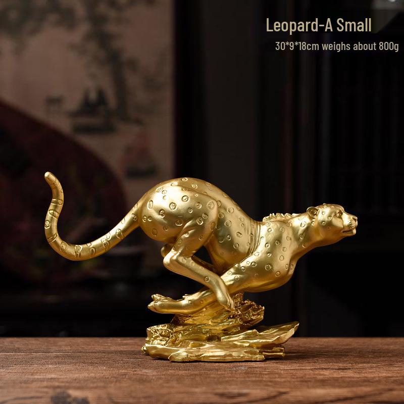 Gold Leopard Ornament: European Creative Art for Hotel and Office Entrances