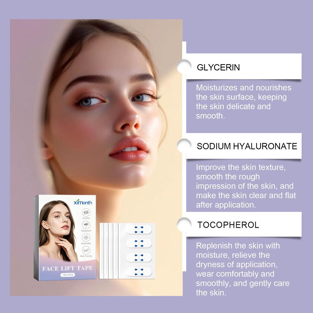 XIMONTH Invisible Face Lift Patches Gentle Skin-Friendly Facial Contour Patches Portable Sheets Firming Lifting Daily Skincare120pcs