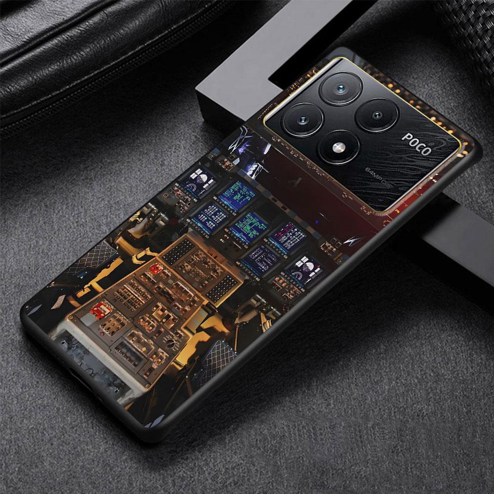 Aviation Aeroplane Pilot Cockpit Case for Xiaomi Poco X6 X3 NFC M5s X5 F3 M4 M3 Pro Black Silicone Soft Phone Cover Coque Xiaomi Poco X6