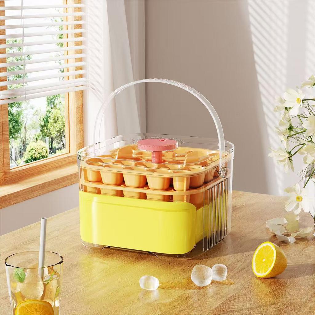 50 Grid Ice Cube Mold Large Capacity Reusable Ice Maker Household Food Grade Double-Layer  Storage Box  Cube Tray Mold