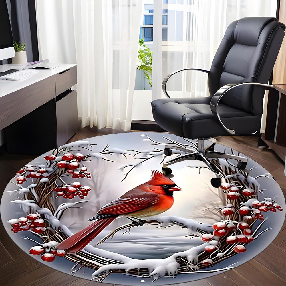 1pc Winter Wreath Chair Carpet for Office, Round Non Slip Durable Large Size Office Carpet, Suitable for Office