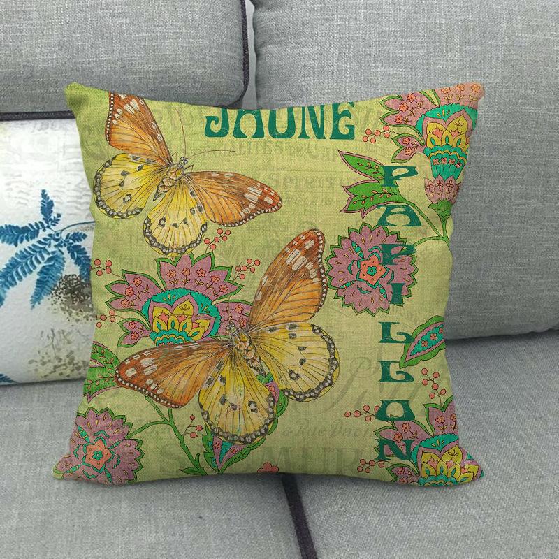 Nordic Butterfly Flower And Fruit Farm Digital Printing Short Plush Pillow Covers For Car Sofa Office Cushion Cover Home Goods