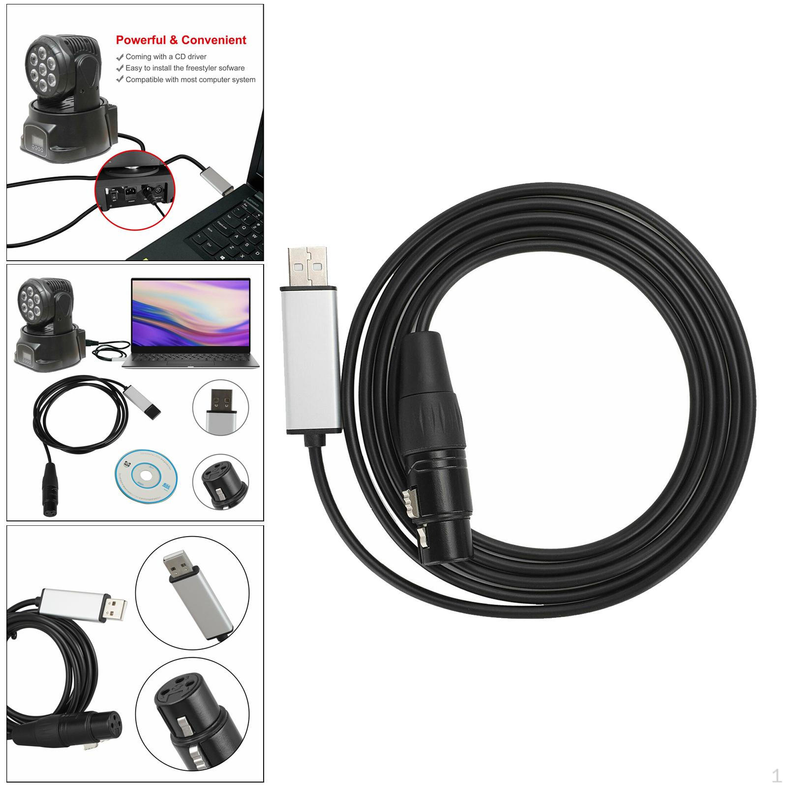 

1.8m / 5 to RS485 XLR Female Interface Adapter DMX512 Cord for PC Stadium Wire Cable 5m