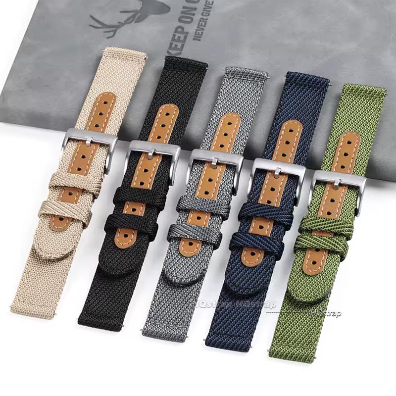 Nylon Canvas Watch Strap Men Women 18mm 20mm 22mm for Samsung Galaxy Watch 7/6/5/4/3 Quick Release Bracelet for Huawei Watchband