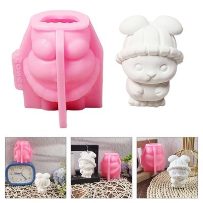 Bunnies Statue Silicone Candle Molds for Epoxy Resin Home Decoration Animal Figurine Silicone Molds Soap Making Molds