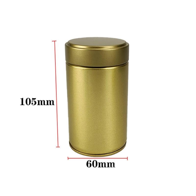 Fitted-Lid Tea Powder Storage Tin, Cylindrical Tinplate Canister for Organizing Tea Leaves, Spices, and Sugar Packets