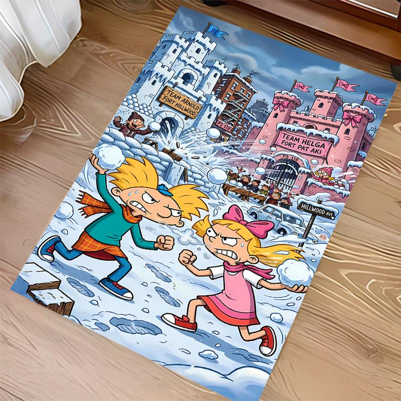 1pc Hey Arnold Print Area Rug - Soft,Washable Non-Slip Indoor Mat for Office Chairs,Living Room,Home Office Decorative Rug