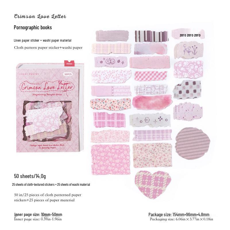 

Retro Fragmented Fabric Hand-Tear Base Stickers: Sugar Poetry DIY Journal Collage Pack