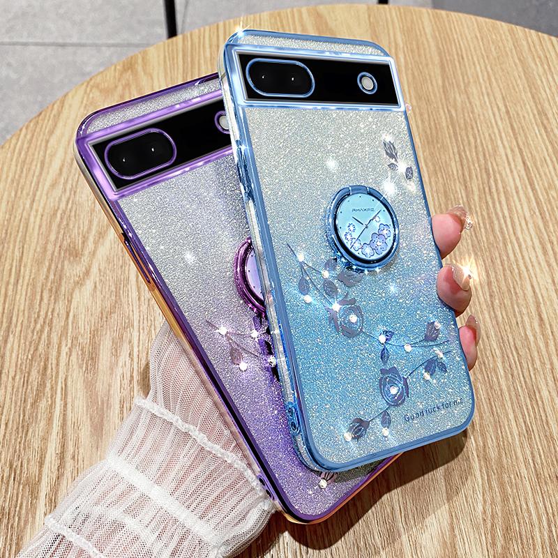 KADEM For Google Pixel 7a Cover TPU Gradient Phone Case with Ring Kickstand