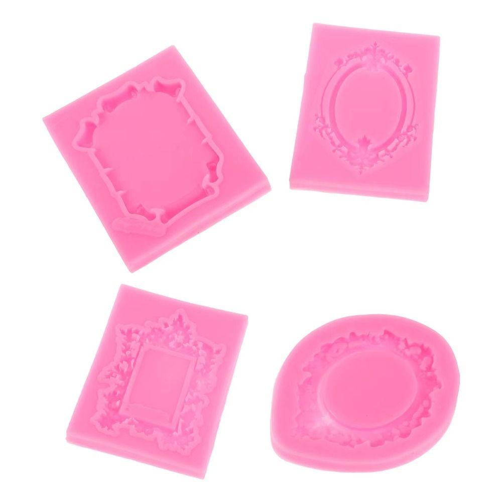 4Pcs Vintage Air Dry Clay Molds Embossed Design Silicone Frame Molds  Candy Crafting