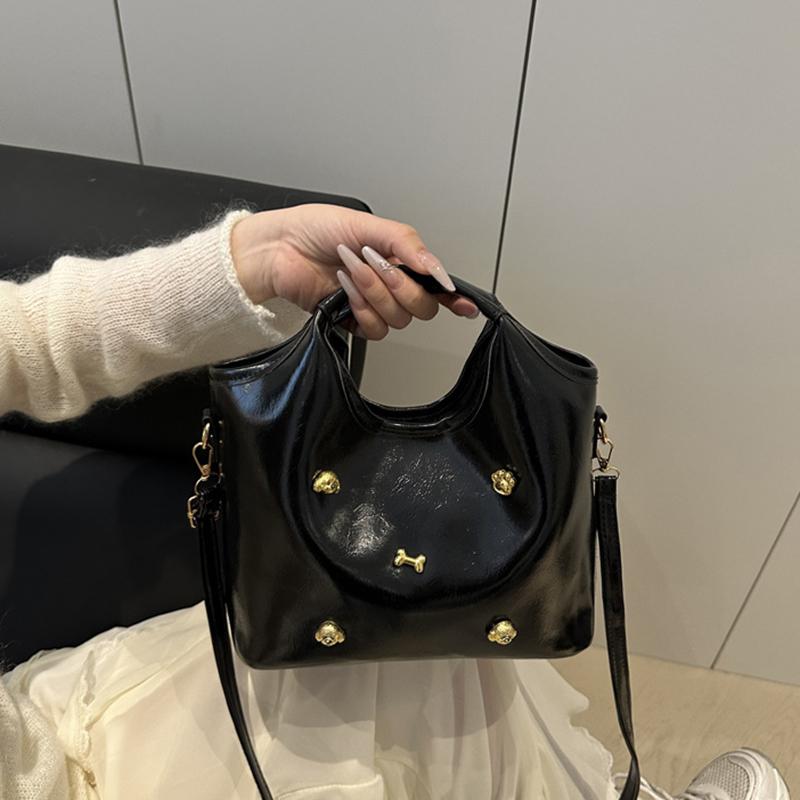 Versatile PU Leather Paw Print Shoulder Bags Solid Color Handheld Crossbody Bag Large Capacity Underarm Bags Women Girls AVE
