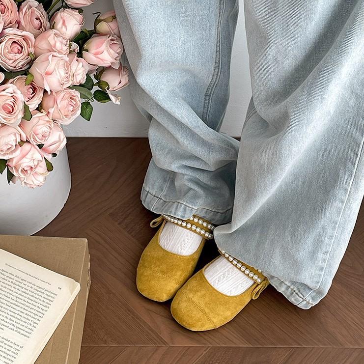 Red French retro light mouth low heel single shoes women's 2025 new summer skirt soft sole versatile Mary Jane shoes