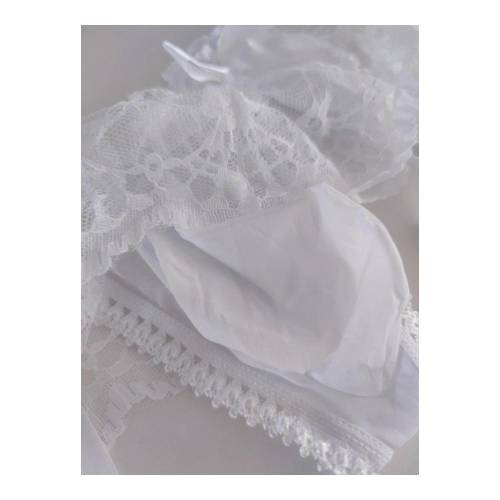 Mens Sexy Panties Lingerie Sissy Underwear Lace Skirted Thong with Garter Belt Briefs Bulge Pouch T Back for Gay Mens G Strings