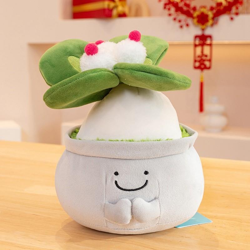 Plush Charming Office Green Plant Doll Unique Buddha Design Ideal Gifting For