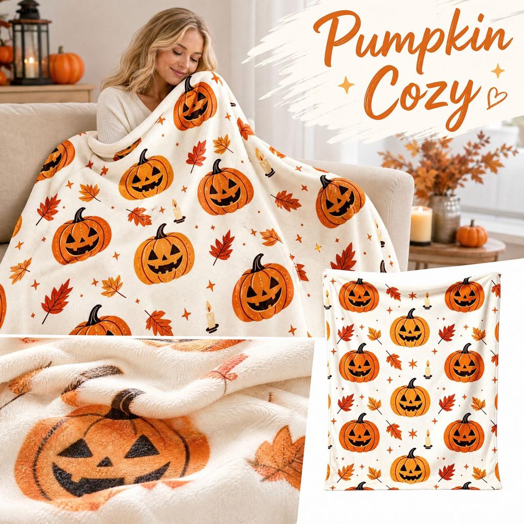 Halloween Flannel Blanket Cozy Throw for Couch and Bed