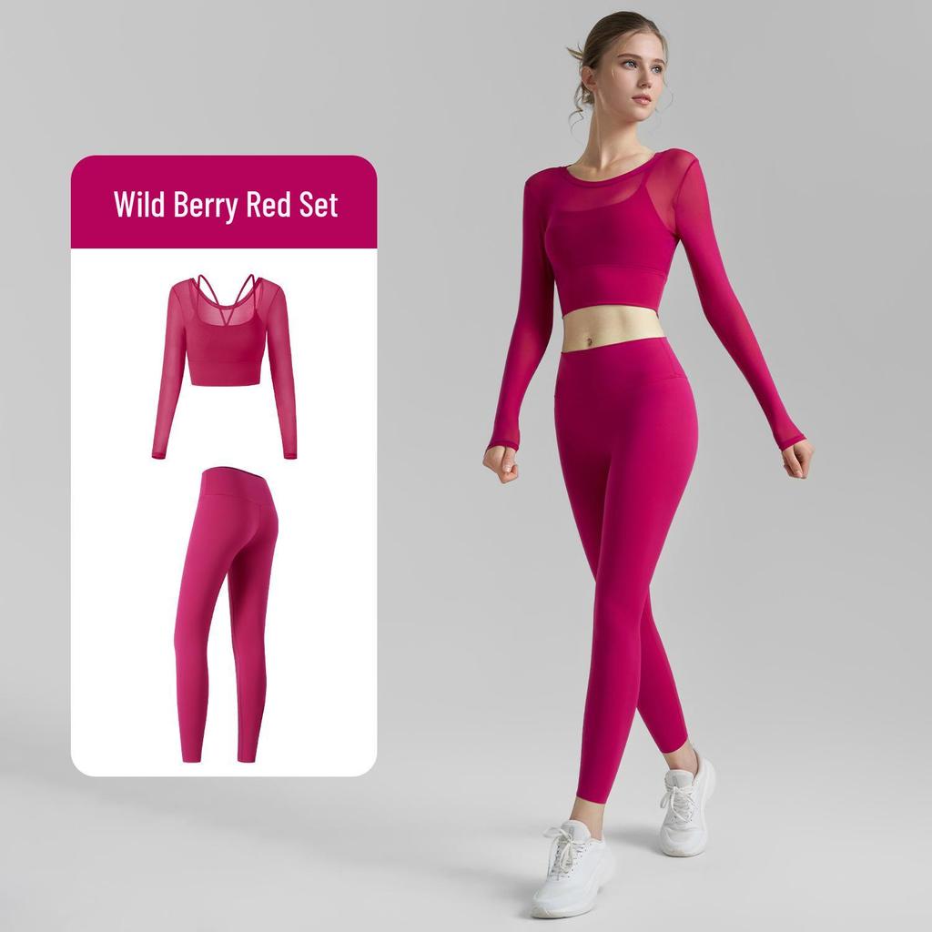 2025 Autumn Women's Mesh Yoga Set: Two-Piece Short & Tight Lycra Pants