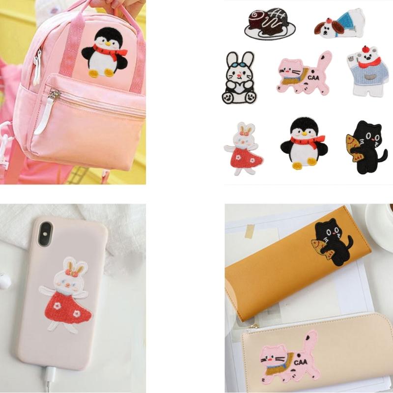 8 Pcs Cartoon Animal Embroidered Patches Rabbits Iron On Patches Repair Patches Dogs Sewing Patches for Clothes Bag