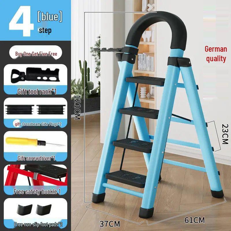 Multi-Functional Telescopic A-Frame Folding Ladder - Thick Carbon Steel Step Ladder for Indoor Use