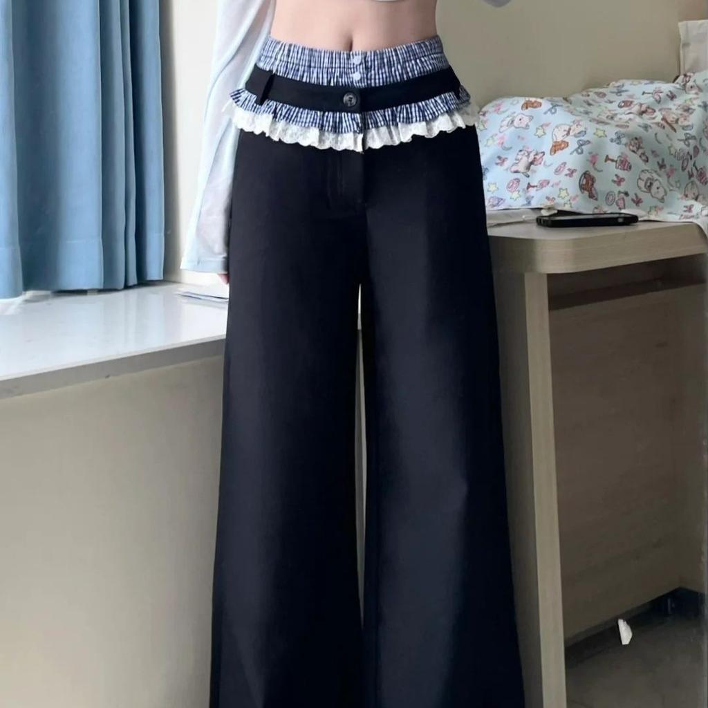 Design-sensual Lace Casual Pants for Women In Spring and Summer New Thin Loose Draping Straight-leg Casual Pants