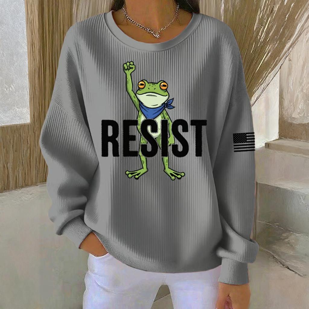 Women's Loose Comfortable Casual And Fashionable Round Neck Pattern Long Sleeved Sweatshirt