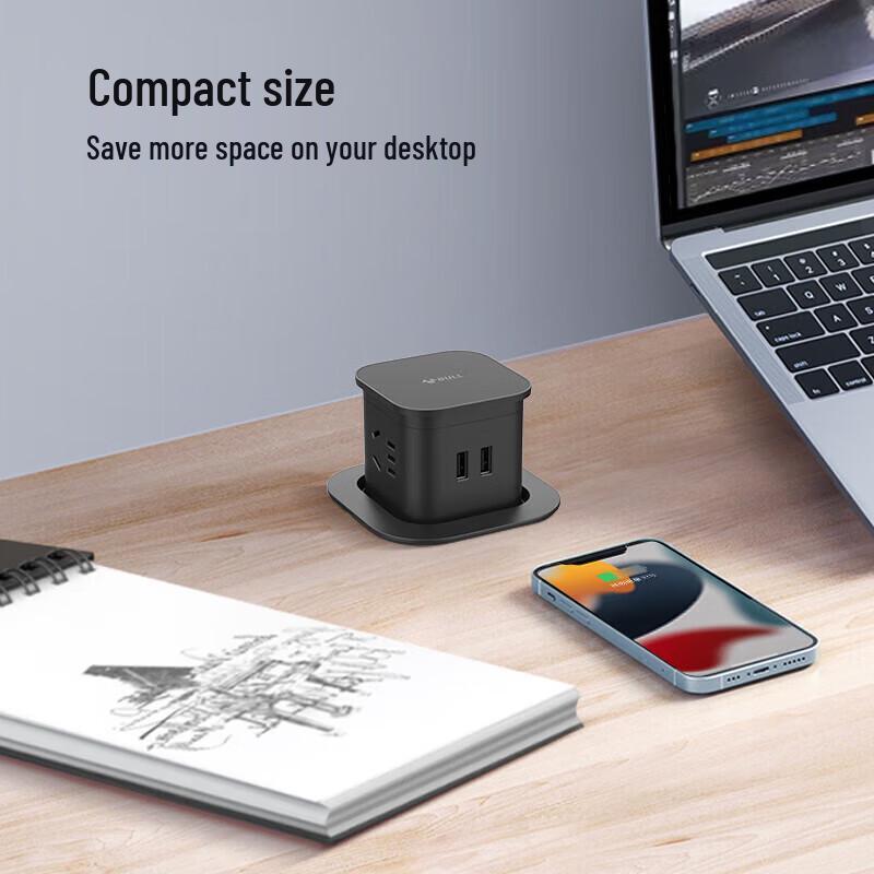 BULL Pneumatic Pop-Up Power Outlet with USB CN plug (adapter included)