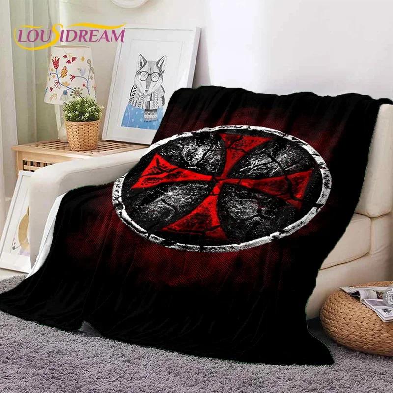 Chevalier Templier Croisé Dessin Animé Couverture Douce en Flanelle pour Lits Chambre Canapé Pique-nique, Couverture Jetée pour Couvrir Cadeau Extérieur