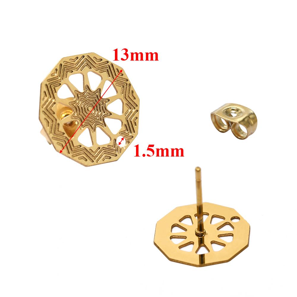 10pcs 304 Stainless Steel Hollow Flower Studs for DIY Drop Earrings Post Findings Jewelry Making Dangle Charms Connectors