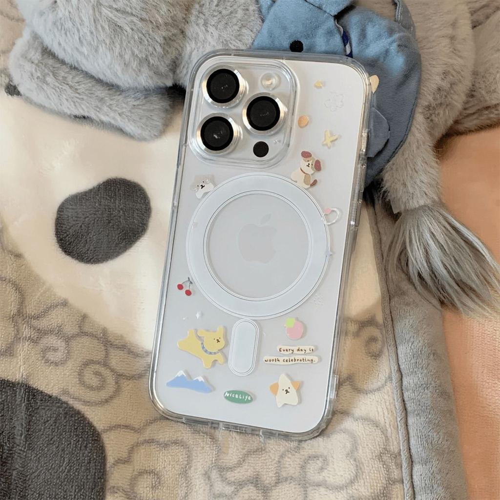 For Transparent for Apple Mobile Phone Protective Case Magnetic Suction High-end Mobile Phone Case Magnetic Suction Ring
