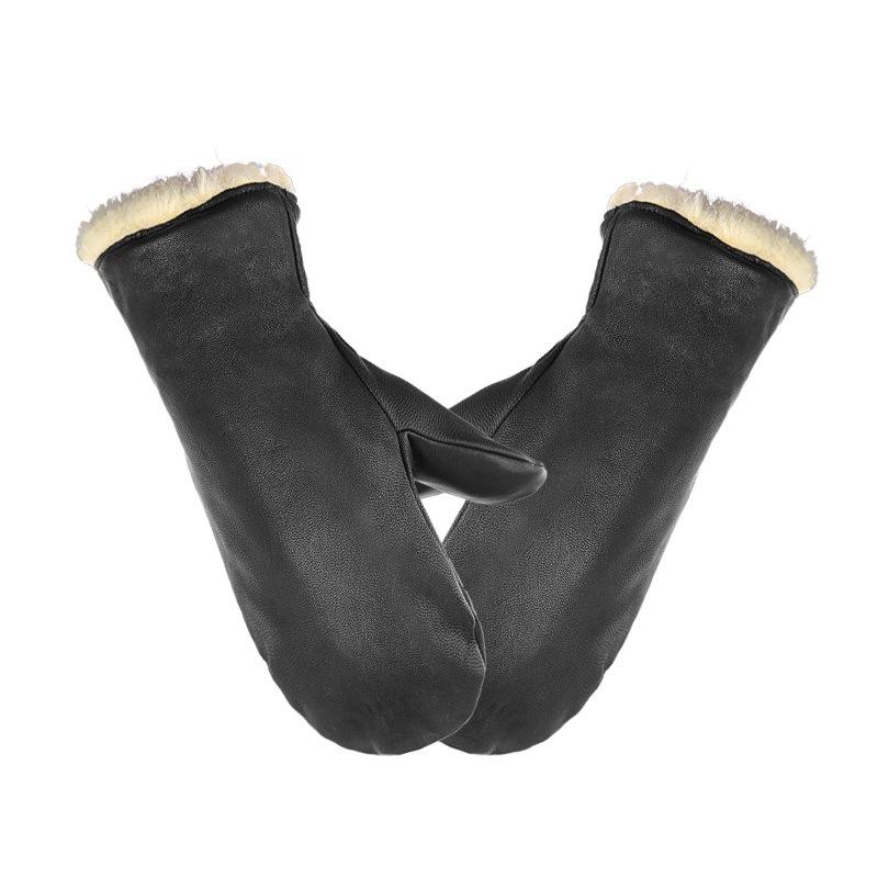 Aozhe Sheepskin Cold-proof Ski Gloves with Floor and Winter Waterproof Fleece Thickened Outdoor Snow Board Gloves