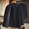 FAPAI Men's Detachable Duck Down Liner Wool Overcoat