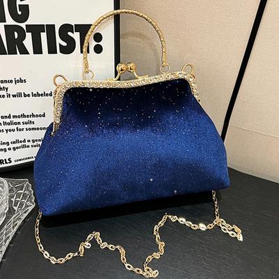 Retro Shoulder Bag for Women Designer Bags Crossbody Bag for Women Locking Clip Purple Blue Chain Vintage Bag New
