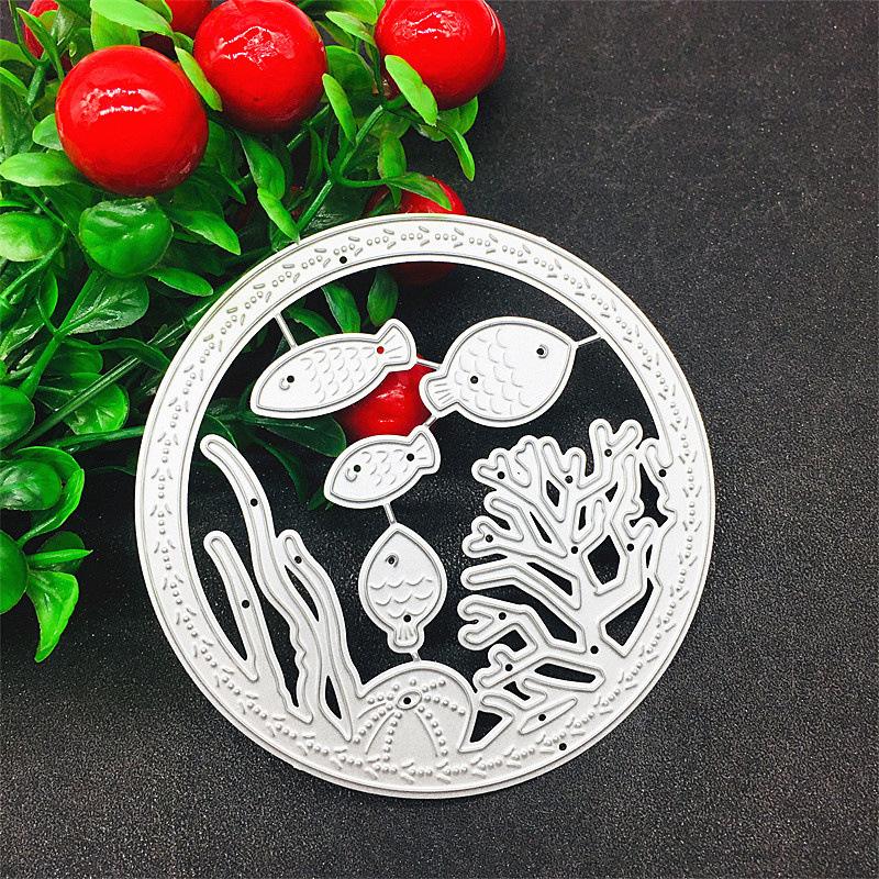 Runde U-Boot-Welt, Seegras, Koralle, Design-Stil, für Scrapbooking, Basteln, 3D-DIY, Festival-Kartenherstellung