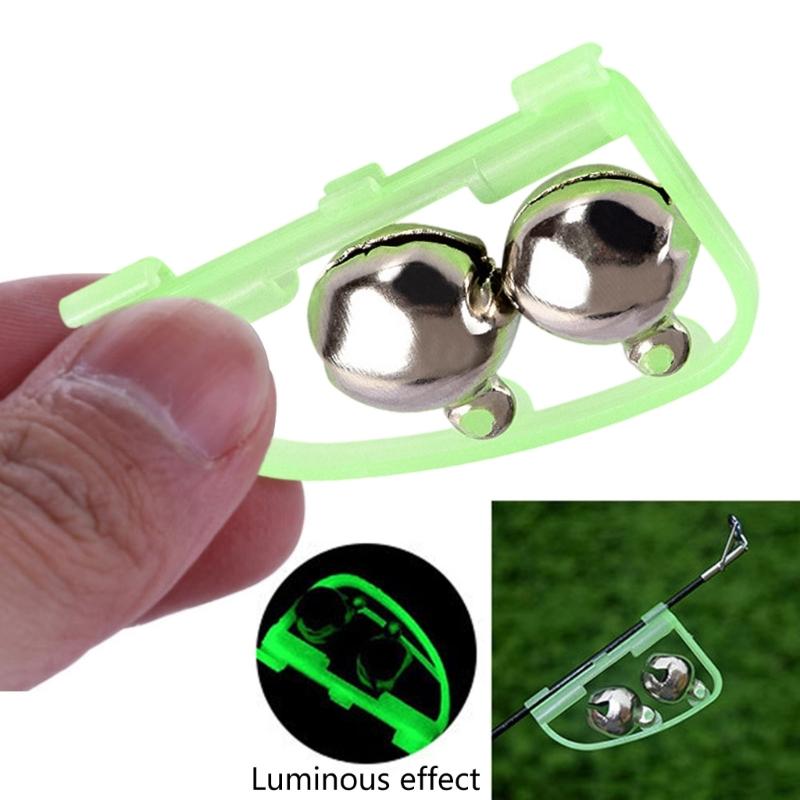 10pcs Glow Night Indicator Double Bells Alarm Fishing Gear Equipment for Lake River Arched Fishing Bells Rod Alarm