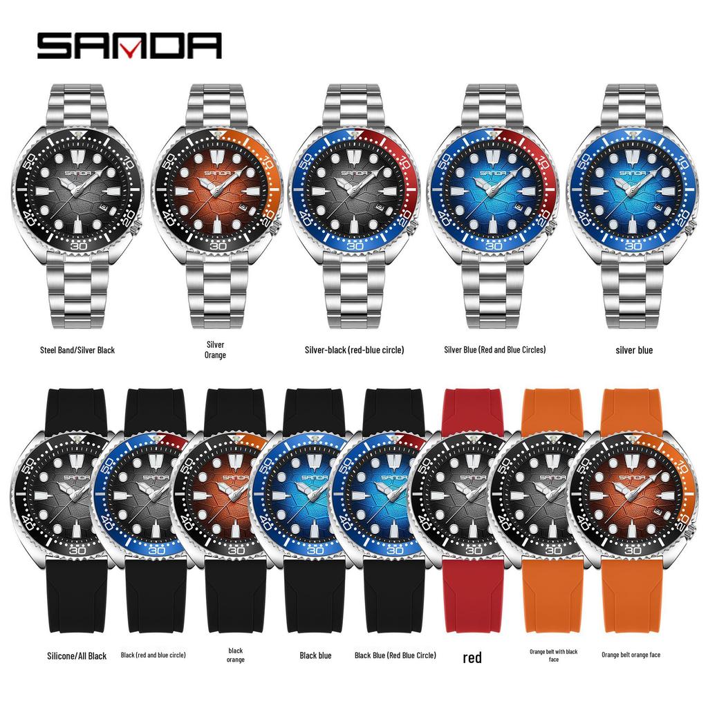 Sanda Men's Quartz Wristwatch with Rotating Bezel and Lava Dial – Fashionable Business Accessory