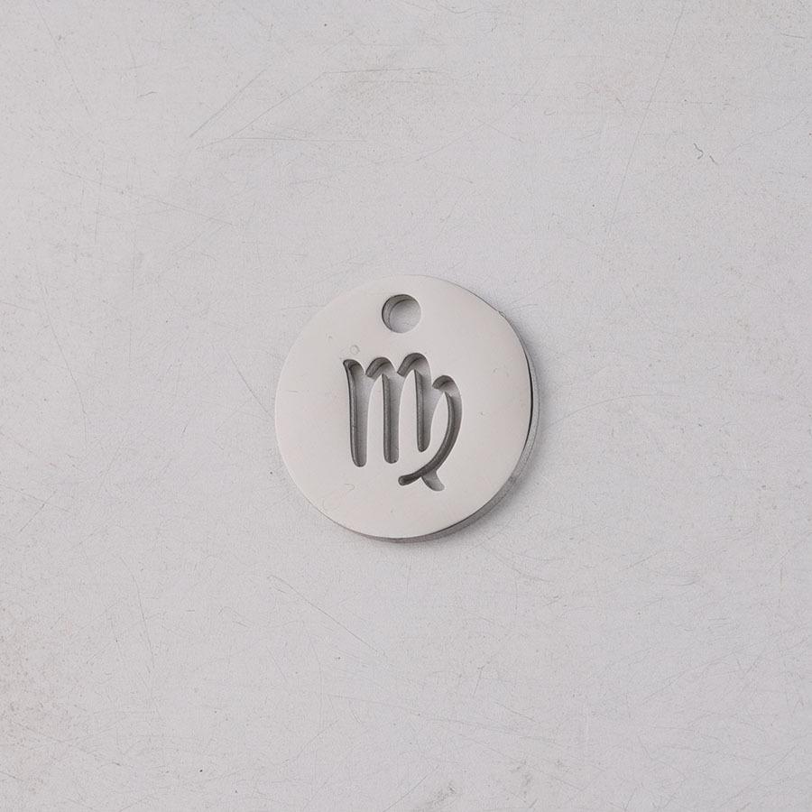 12mm Round Titanium Steel Cross Hollow Constellation Pendant Ornament Steel without Ring