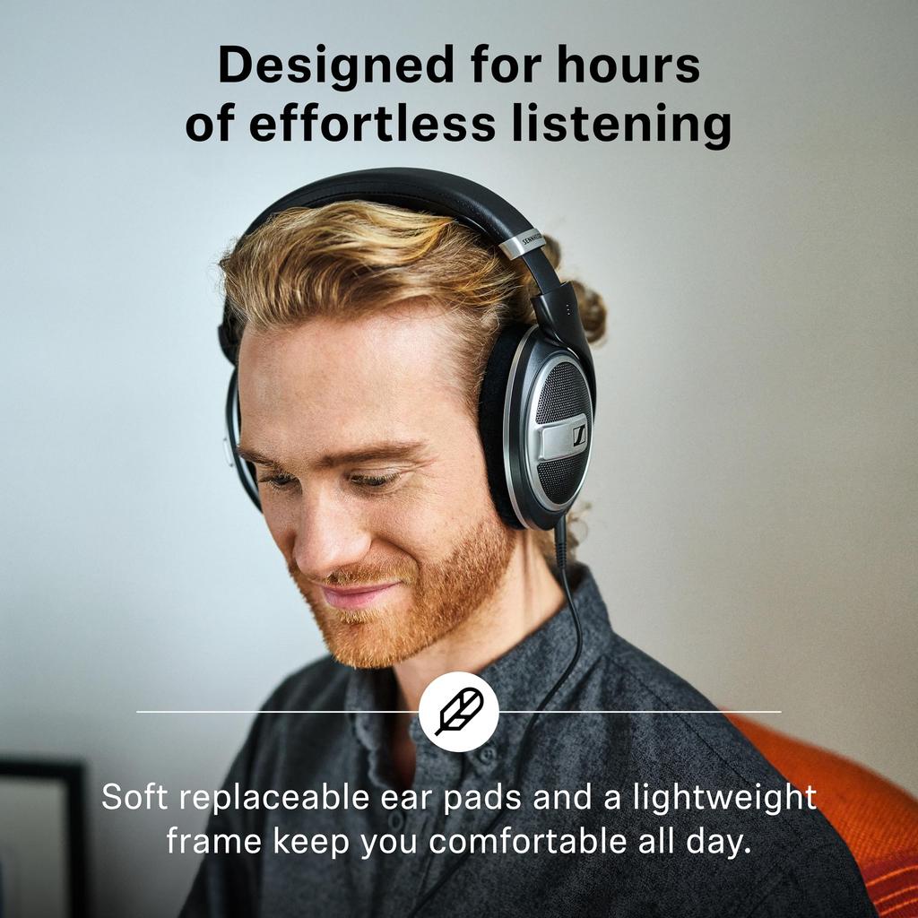 Sennheiser HD 599 SE Studio Premium Natural and Balanced Sound Comfortable Suitable for and Black Open-Back Headphones, Wired, Design, Quality, Fit,