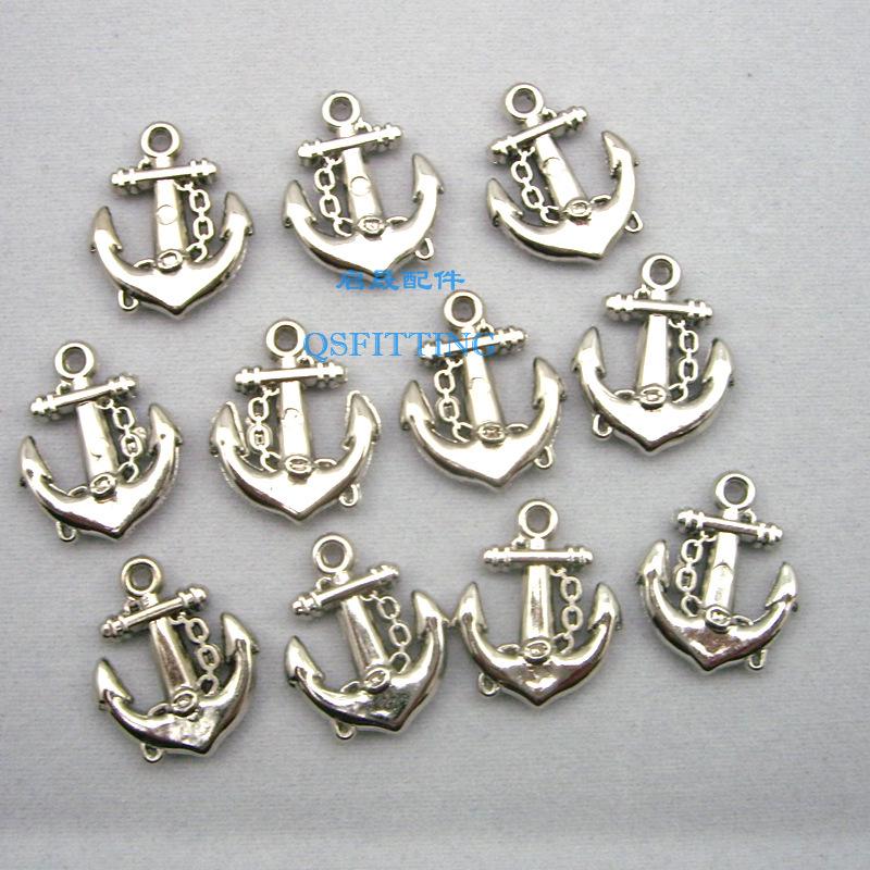 CCB Imitation Metal Anchor Pendants 20MM, White K Finish, 100-Pack - DIY Jewelry Accessories & Beading Charms
