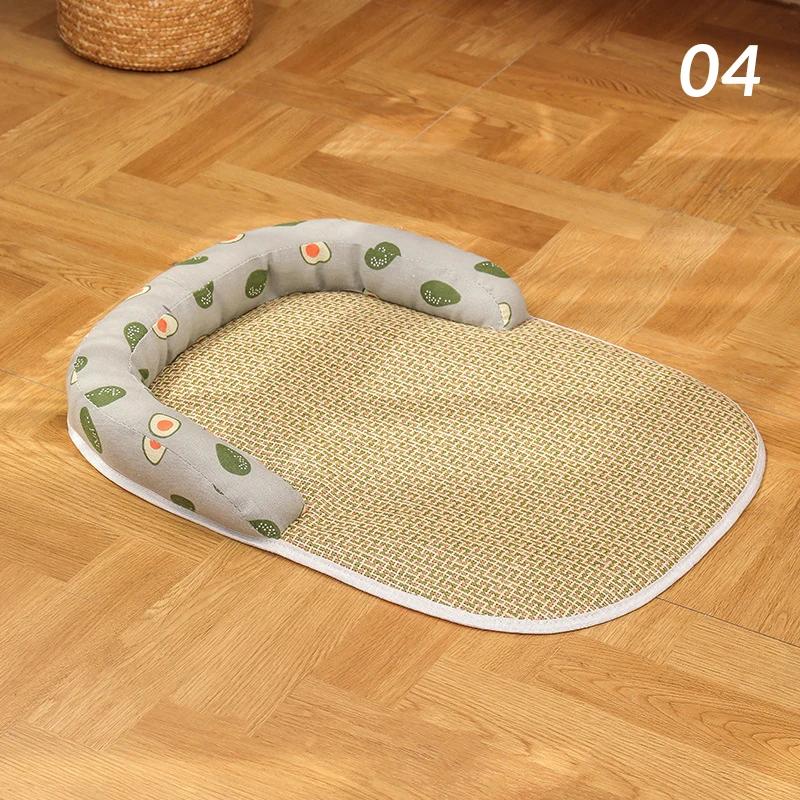 Dog Sleeping Mat with Neck Support Anti-Slip Breathable Summer Cooling Small Cat Pet Bed Mat Puppy Kennel Pet Accessories New