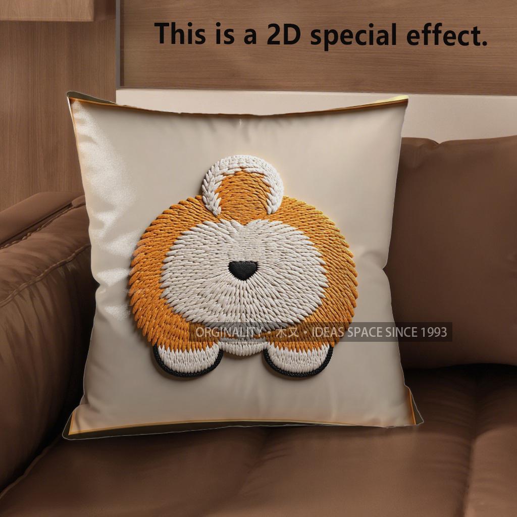 2D Cute Corgi Butt Patterns Throw Pillow Covers Pattern Cushion Cover Suitable For Sofa Bedroom Car Pillow Cover