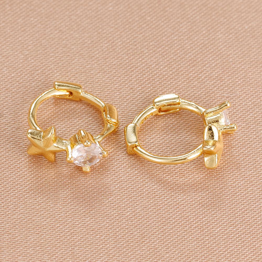 2PCS Sparkling Zircon Geometric Pentagram Hoop Earrings Popular Jewelry Accessories Women Engagement Birthday Jewelry Gift