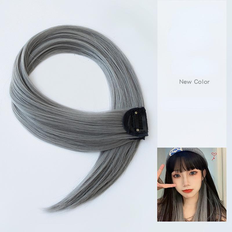 Gradiente invisível sem emenda natural cabelo de uma peça pendurado orelhas tingimento sintético peruca para cor cabelo longo destacando