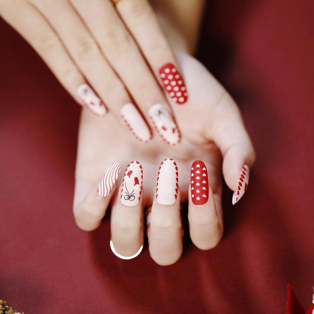 European & American Christmas Press-On False Nails Set