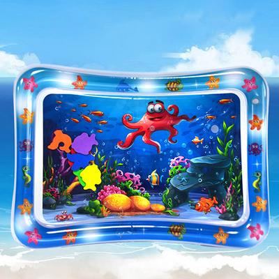 Inflatable Baby Water Mat PVC Marine Animal Water Mat Double Edge Animal Water Mat Foldable for Infants Toddlers for Activity