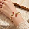 Retro 3D Rose Daisy Camellia Bracelet Set: Women's Enamel Openable Bangle – Elegant Cross-border Style