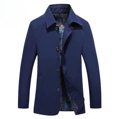 Casual Men's Autumn and Winter Jacket Men's Trench Coat Washed Cotton Business Youth Medium and Long Lapel Jacket
