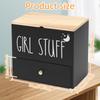 Tamponhalter aus Holz mit Schublade und Deckel Badezimmer Tampon Aufbewahrungsbox Große Kapazität Staubdicht Damenhygieneartikel Organizer