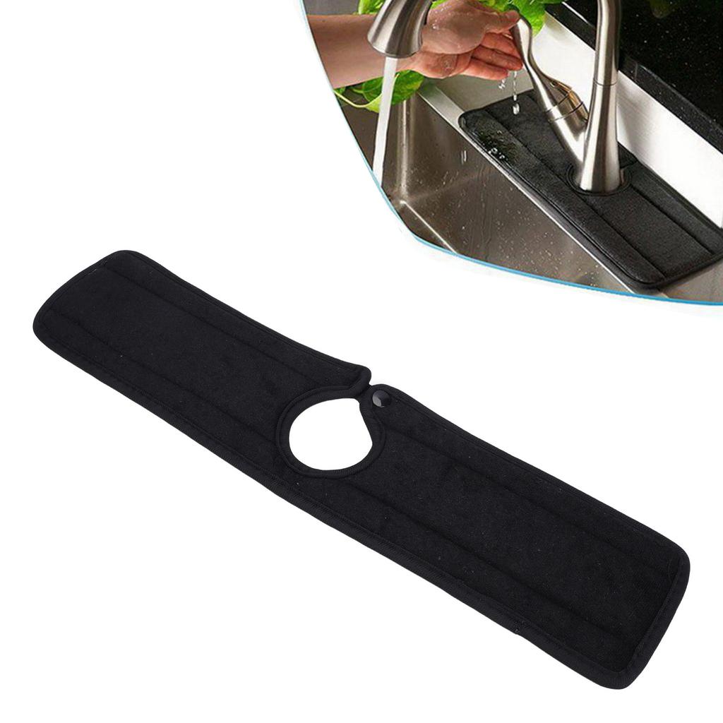 Sink Mat Drip Catcher Guard Faucet Mat for Sinks Absorbent Washable Counter Protector Drying Pad for Kitchen Bathroom RV Black