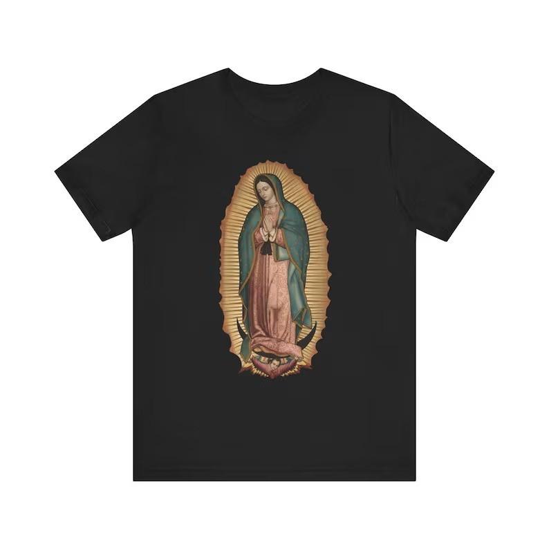 Virgin Mary T-Shirt Our Lady of Guadalupe Graphic Tee Catholic Religious Shirt S