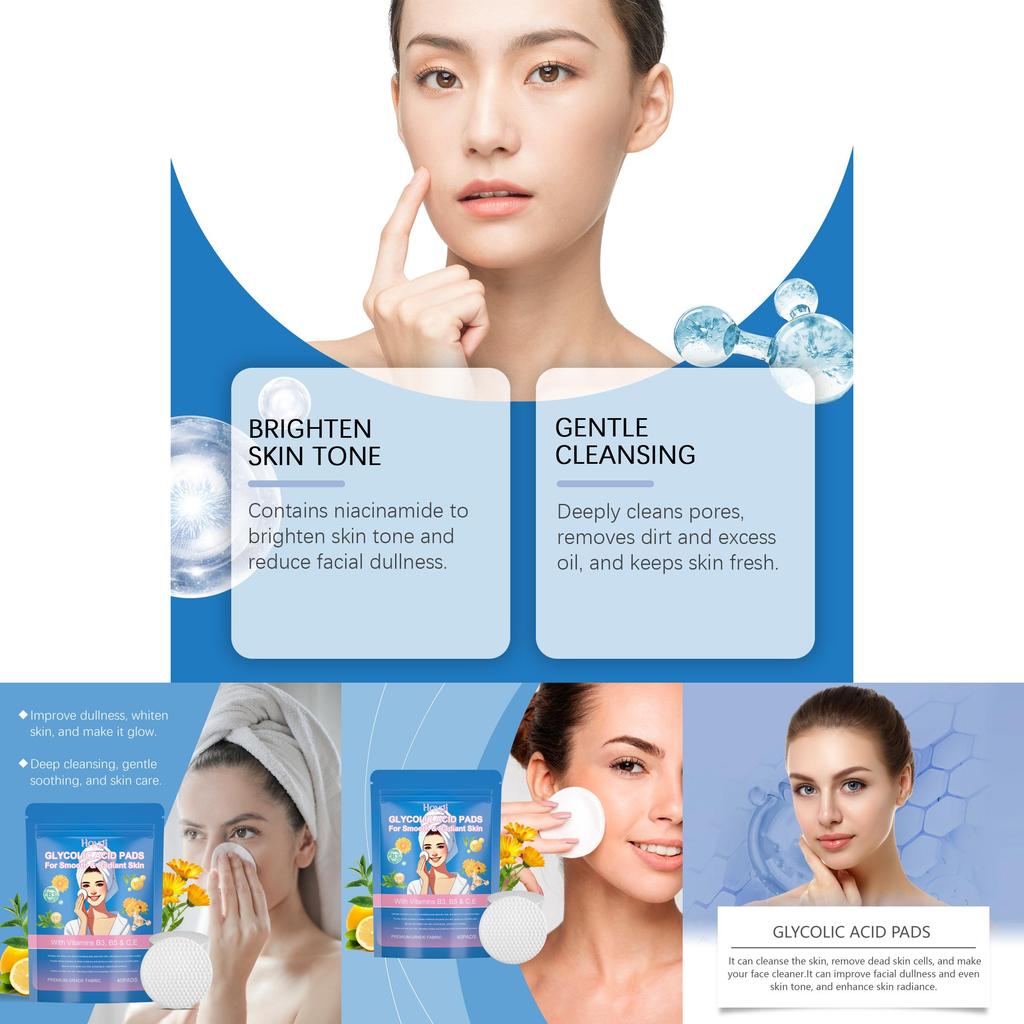 Hoygi Exfoliating Glycolic Acid Facial Pads For Deep Pore Cleansing And Nourishing Skin