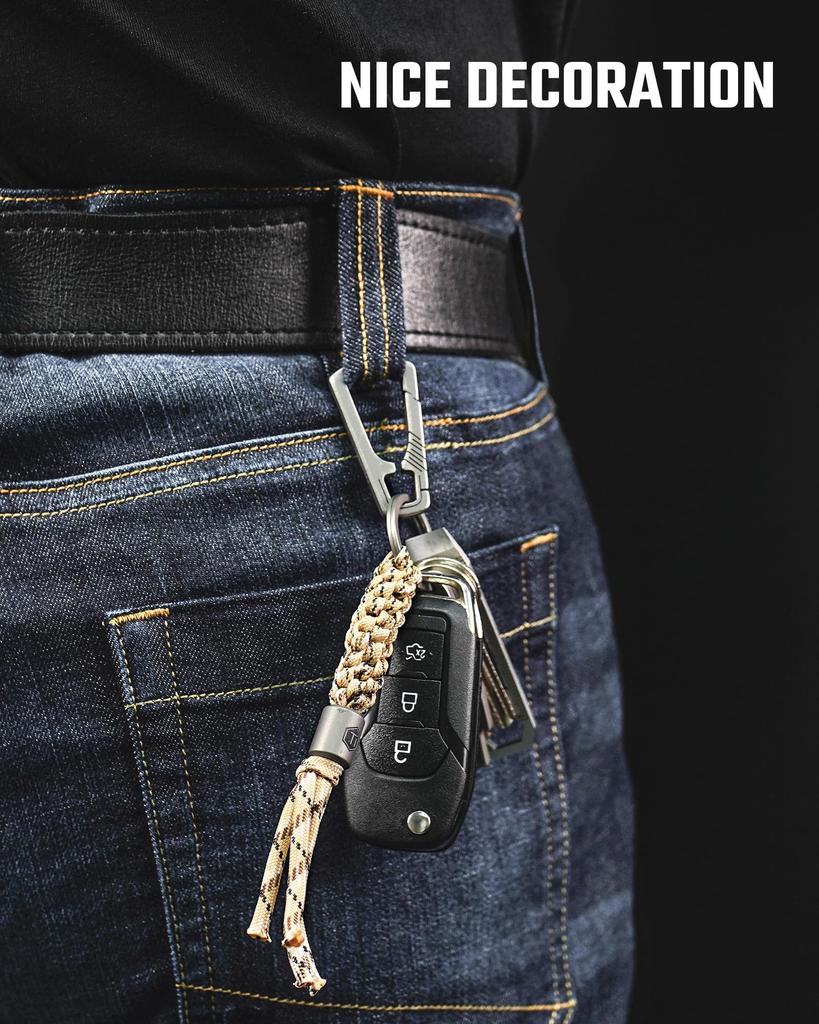 KeyUnity Paracord Keychain Stylish Key Key Key Loss Accessory for Knives and Outdoors KC02, Two-Color Braided, Ring, Strap, Charm, Prevention,